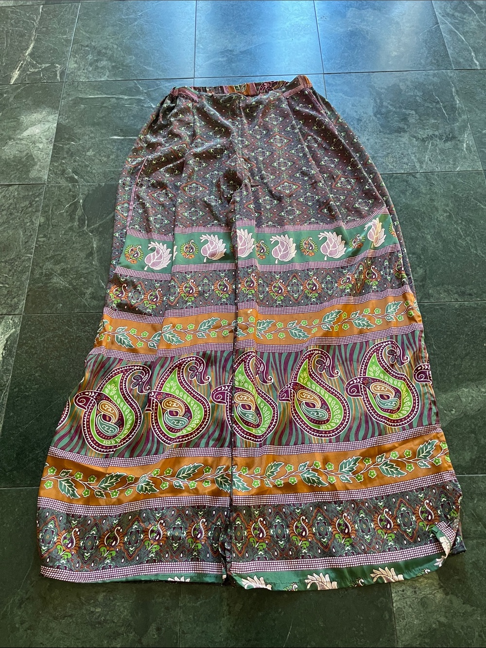 Bohemian Straight Leg Jeans with Multicolor Paisley Print